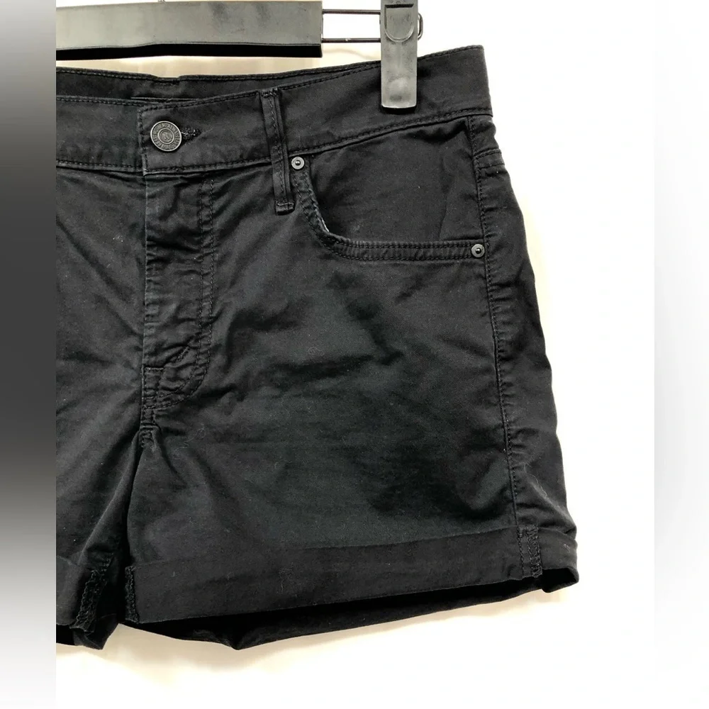 MOTHER Black Cuffed Denim Shorts